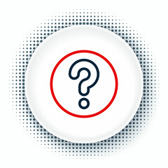Line Unknown search icon isolated on white background. Magnifying glass and question mark. Colorful outline concept. Vector