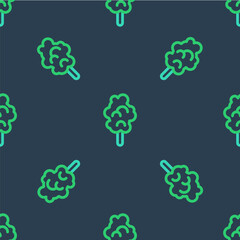 Line Cotton candy icon isolated seamless pattern on blue background. Vector