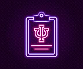 Obraz premium Glowing neon line Psychology icon isolated on black background. Psi symbol. Mental health concept, psychoanalysis analysis and psychotherapy. Colorful outline concept. Vector