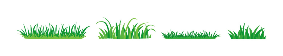 Fototapeta na wymiar Grass bushes vector icon, green plants, outdoor landscape element set isolated on white baclground. Nature illustration