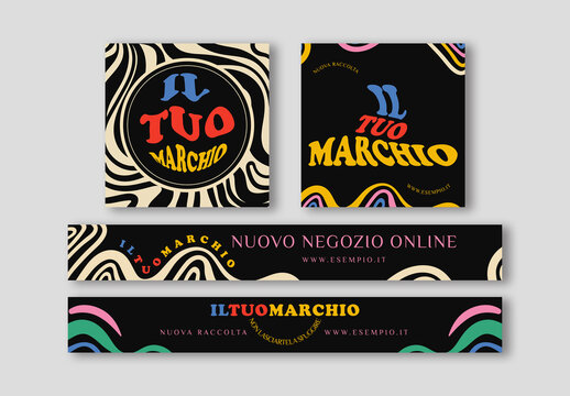 Banner pubblicitario ondulato e in grassetto