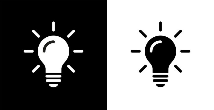 Light bulb icon. Energy and thinking symbol. Creative idea and inspiration concept. Isolated raster illustration on white background.