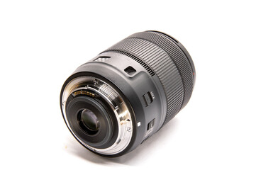 Lens for a professional camera on a white background