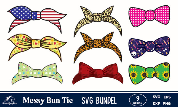 Messy Hair Bun Ties Bundle SVG