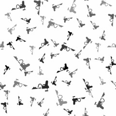 Black Fishing harpoon icon isolated seamless pattern on white background. Fishery manufacturers for catching fish under water. Diving underwater equipment. Vector