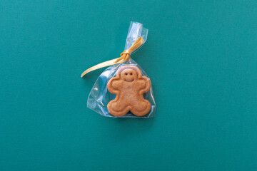 gingerbread cookie in plastic wrap