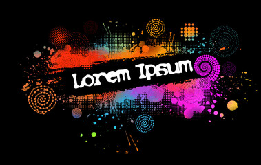 Abstract multicolored blots for text. On a dark background. Vector illustration