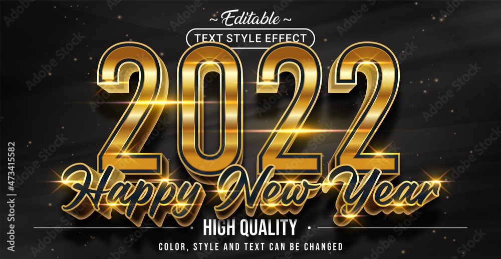 Poster Editable text style effect - 2022 Happy New Year text style theme.