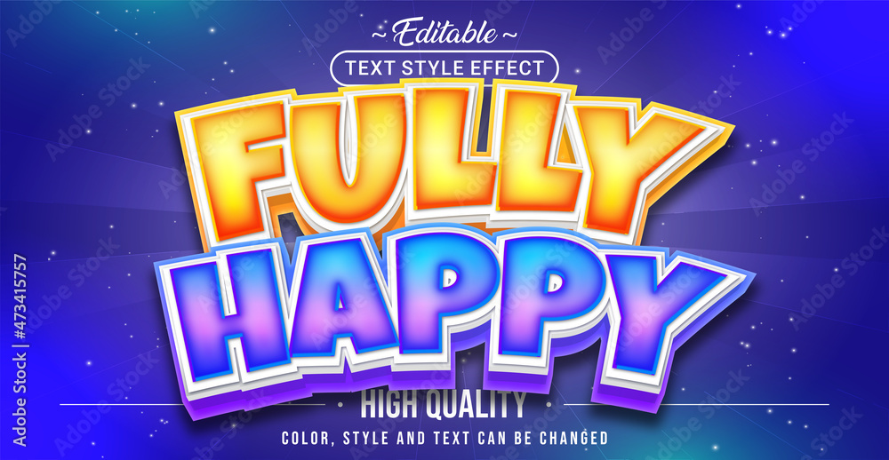 Poster Editable text style effect - Fully Happy text style theme.