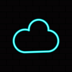 Neon cloud icon. Glowing neon cloud sign, outline technology pictogram. Vector illustration