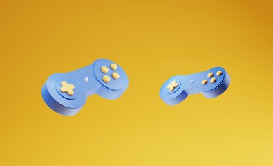 blue gamepad on a beautiful yellow background  © German