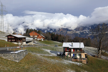 Flumserberg - resort area in the Swiss Alps. Canton of St. Gallen, Glarus Alps region, Switzerland, Europe.