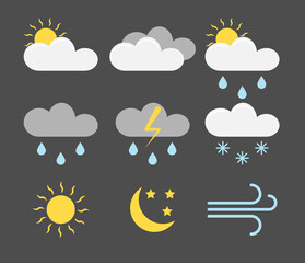 Vector weather icons in flat style