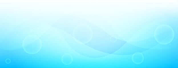 Fototapeta na wymiar abstract gradient blue and white banner background with bubbles and wavy shape