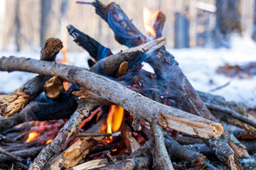 Building a campfire in the snowy woods is good skill to have, and a lot of fun to do.