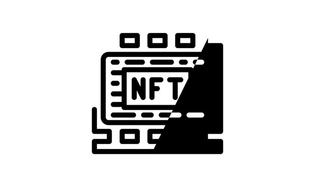 nft movies animated line icon nft movies sign. isolated on white background
