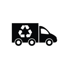 Naklejka premium garbage truck icon with recycling sign 