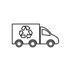  garbage truck icon with recycling  sign 