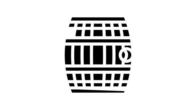barrel with gunpowder or rum animated line icon barrel with gunpowder or rum sign. isolated on white background