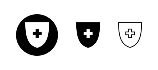 Health insurance icons set. Insurance health document sign and symbol