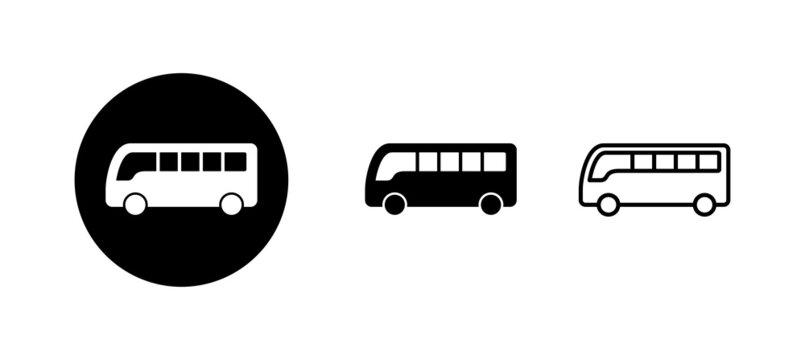 Bus Icons Set. Bus Sign And Symbol