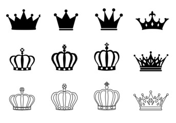 王冠のアイコンシルエットセット - obrazy, fototapety, plakaty