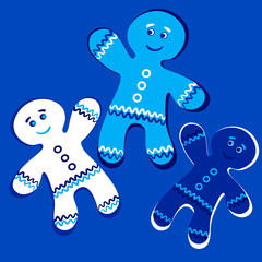 Illustration a square background - a gingerbread man, a festive curly cookie. Design element