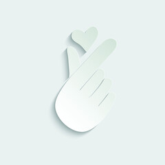 finger with a heart icon. Korean heart love sign. hand holding a heart sign  valentine's day
