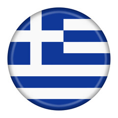 Greece flag button 3d illustration with clipping path