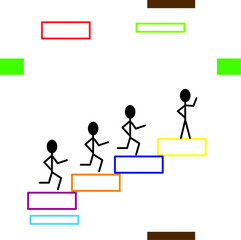 up the ladder of success, pictogram of a person, people running up the steps, seamless pattern for wallpaper, poster, banner, cover