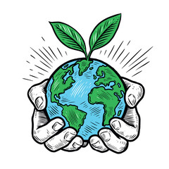 Hands holding planet Earth. Caring for environment, ecology concept