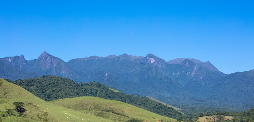 Landscape with the Serra da Mantiqueira mountain in the state of Rio de Janeiro, Brazil.