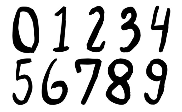 Calligraphic numbers. Vector set.