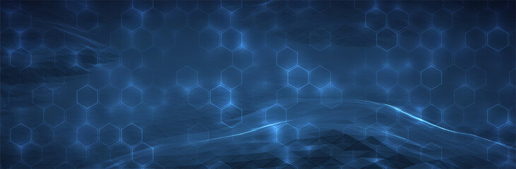 Futuristic Hexagon background. Blue Hexagonal pattern. Modern vector illustration