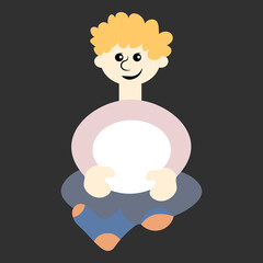 a man sitting cross his legs - a picture on the avatar of a site or blog, a child, a boy. Design element
