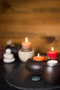 Meditation concept with lighted candles