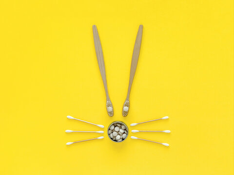 Easter eco bunny: bamboo toothbrushes, toothpaste, natural ear sticks