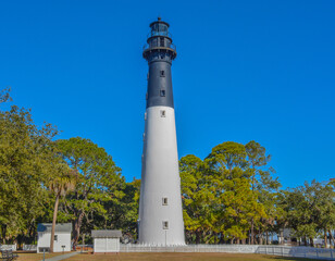 This Lighthouse is on Hunting Island. A Barrier Island on the Atlantic Ocean, Beaufort County, South Carolina