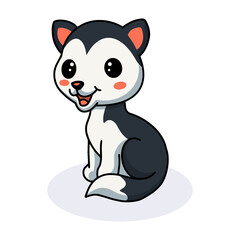 Cute little husky dog cartoon