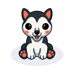 Cute little husky dog cartoon