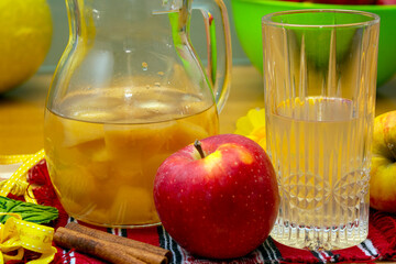 Sweet apple compote made at  home with no additives or sugar made for winter