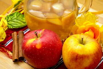 Sweet apple compote made at  home with no additives or sugar made for winter