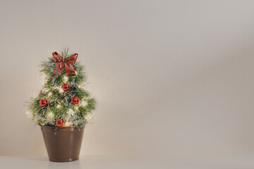 decorated christmas fake pine tree