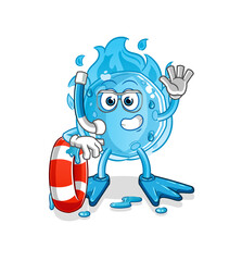 blue comet swimmer with buoy mascot. cartoon vector