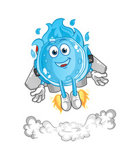 blue comet with jetpack mascot. cartoon vector