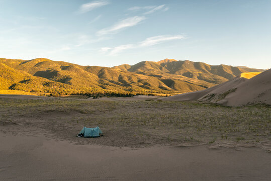 Tent in the sand dunes, Colorado