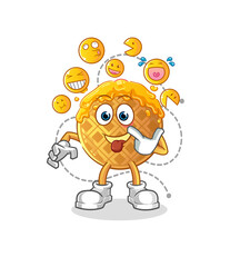 waffle laugh and mock character. cartoon mascot vector