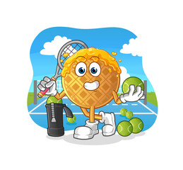 waffle plays tennis illustration. character vector