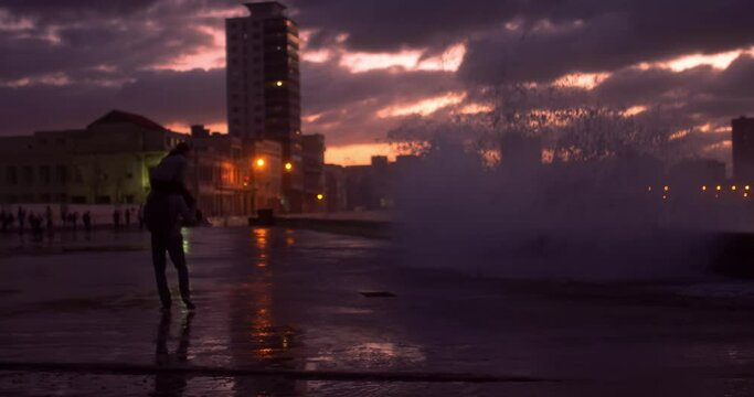 wave crashing on malecon havana, Cuba