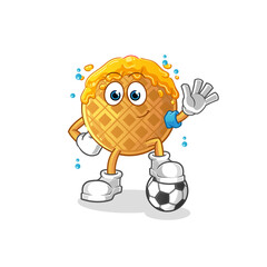 waffle playing soccer illustration. character vector